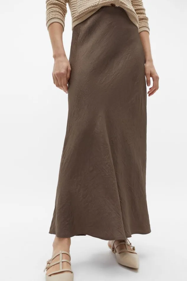 Woman Textured Satin Maxi Skirt Affogato Seed Heritage Skirts