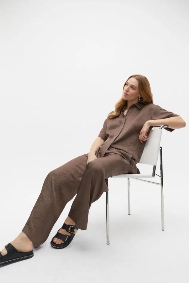 Woman Textured Satin Short Sleeve Shirt Affogato Seed Heritage Shirts