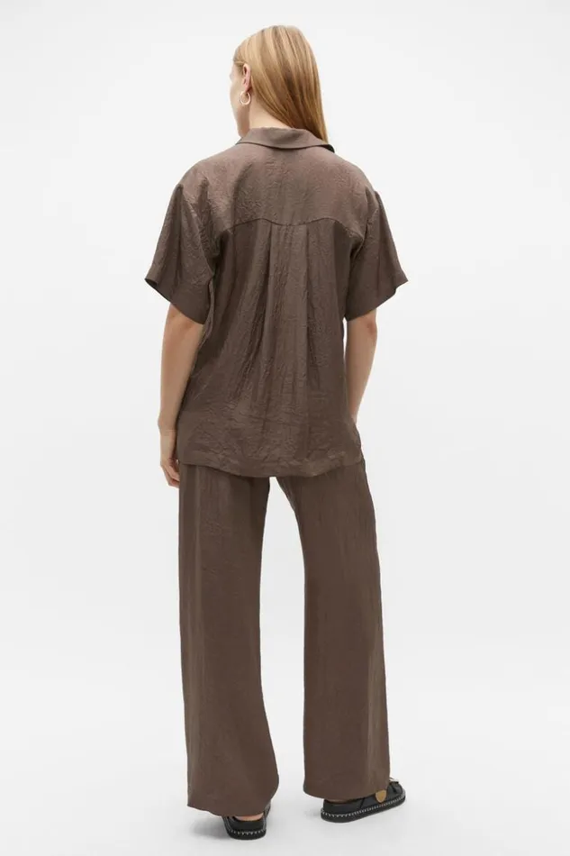 Woman Textured Satin Short Sleeve Shirt Affogato Seed Heritage Shirts
