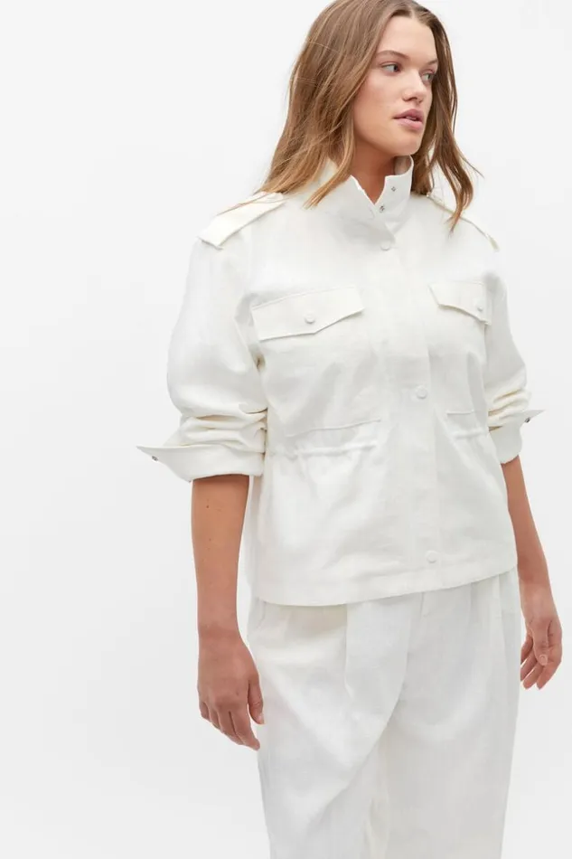 Woman Textured Utility Jacket Cloud Cream Seed Heritage Jackets and Vests