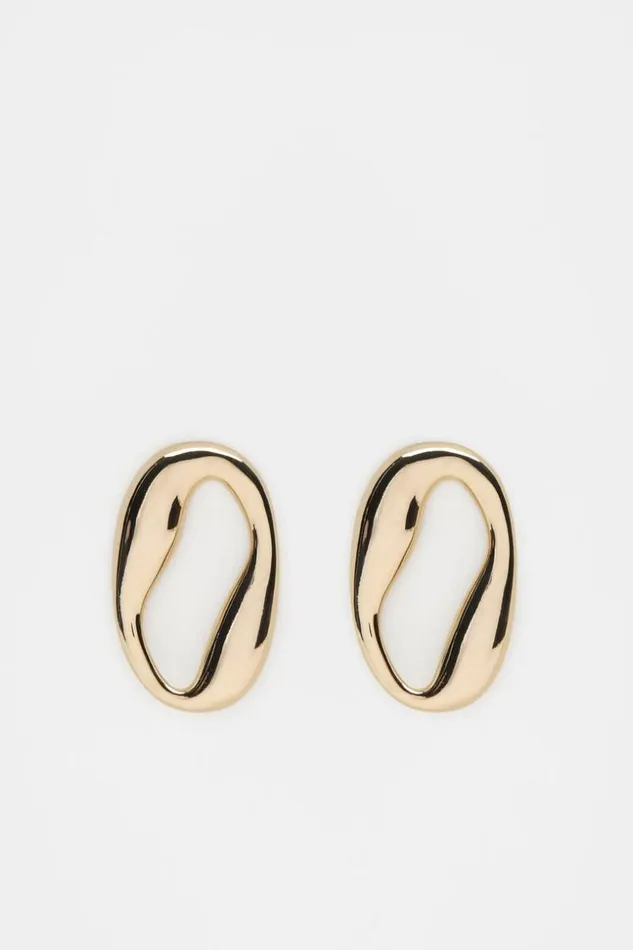 Woman Twist Oval Earrings Gold Seed Heritage Jewellery