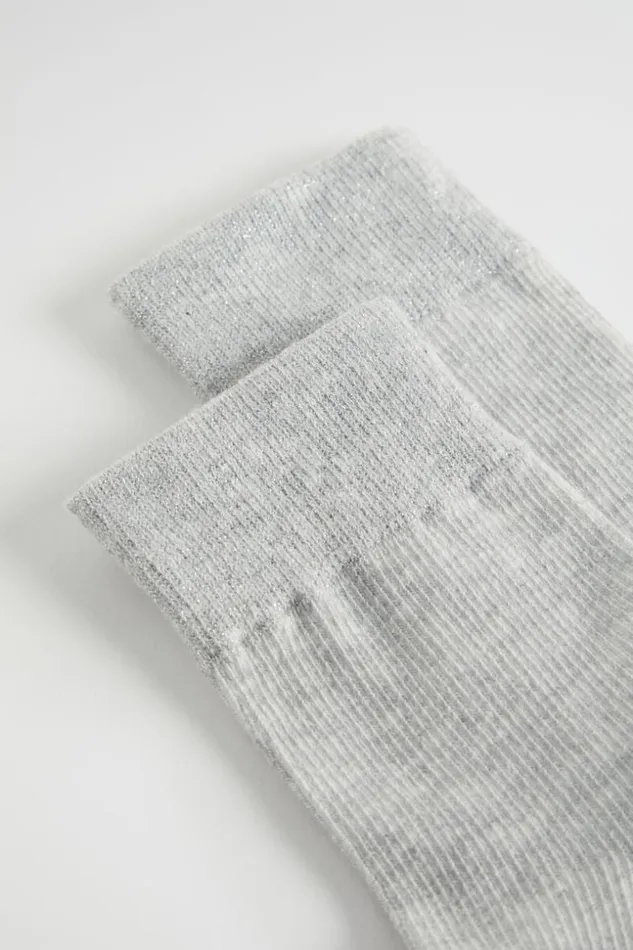 Woman Wide Welt 14 Crew Sock Grey Marle Seed Heritage Socks and Tights