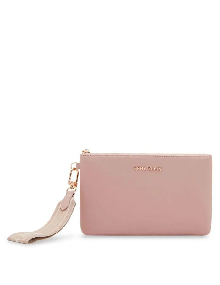 Women 3 Piece Pouch Gift Set With Web Detailing Dark Olive Anne Klein Wallets and Wristlets