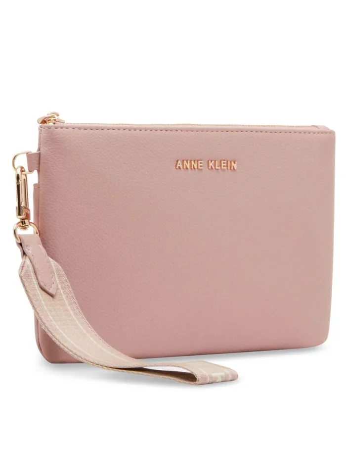 Women 3 Piece Pouch Gift Set With Web Detailing Dark Olive Anne Klein Wallets and Wristlets