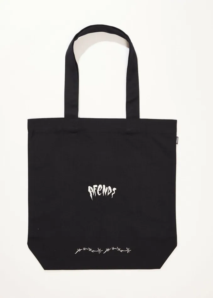 Women Accessories Afends AFENDS Mens Barbwire 8211 Tote Bag 8211 Black