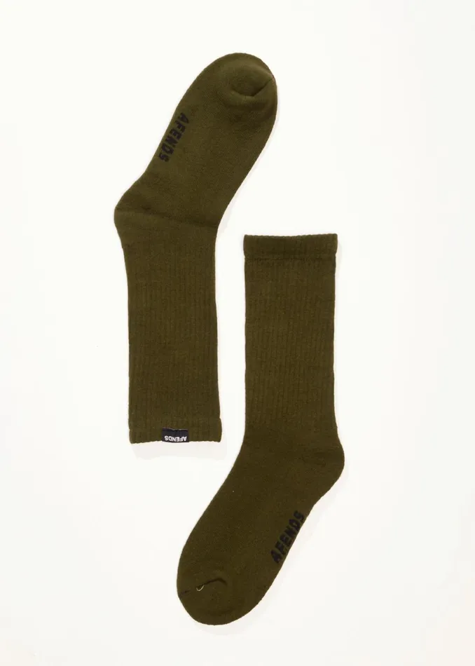 Women Accessories Afends AFENDS Mens Everyday 8211 Socks One Pack 8211 Military