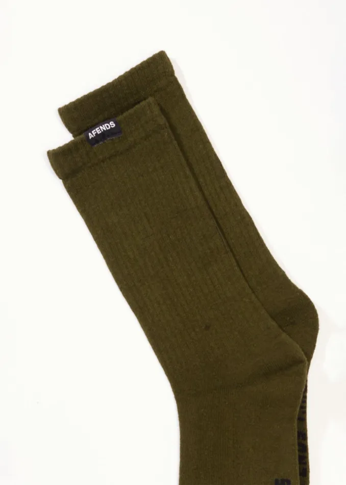Women Accessories Afends AFENDS Mens Everyday 8211 Socks One Pack 8211 Military