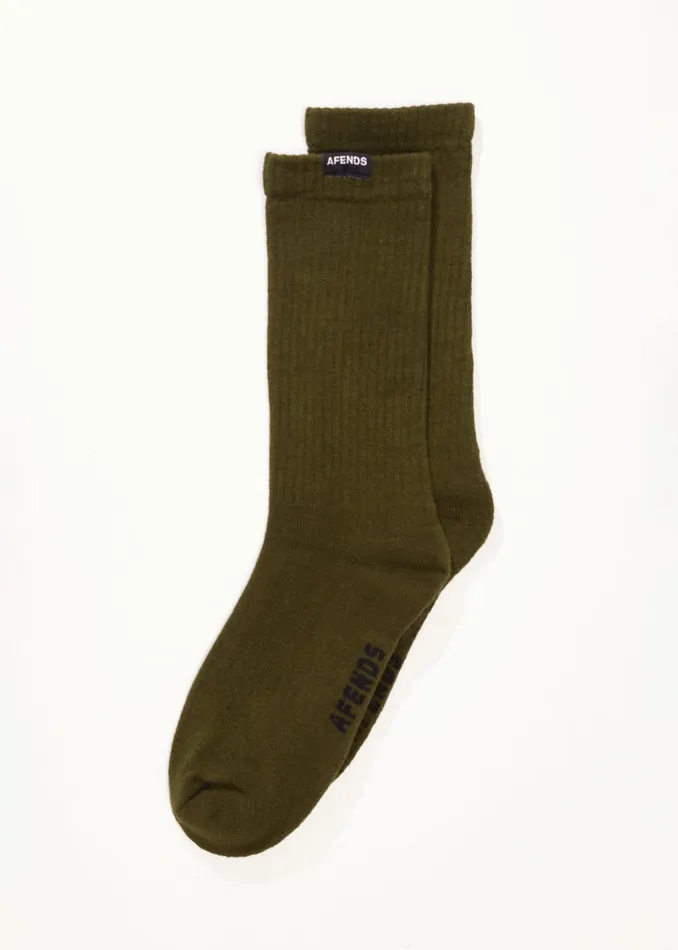 Women Accessories Afends AFENDS Mens Everyday 8211 Socks One Pack 8211 Military