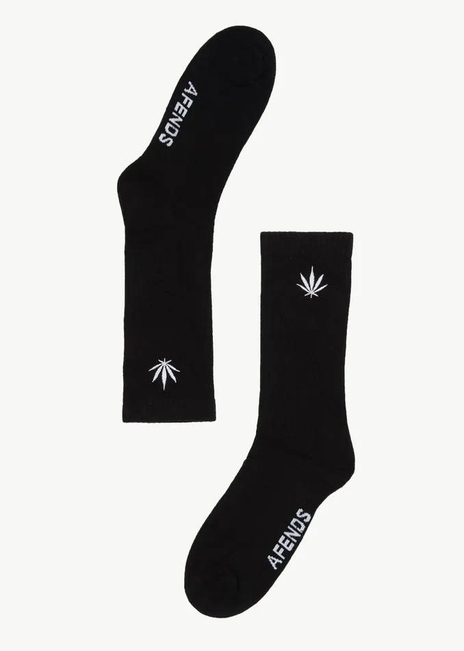 Women Accessories Afends AFENDS Mens Happy 8211 Socks One Pack 8211 Black