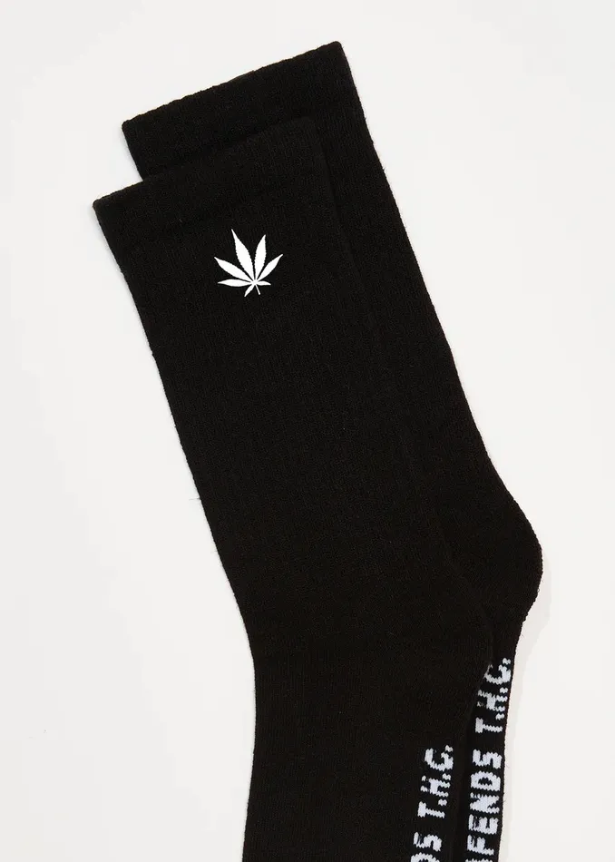 Women Accessories Afends AFENDS Mens Happy 8211 Socks One Pack 8211 Black