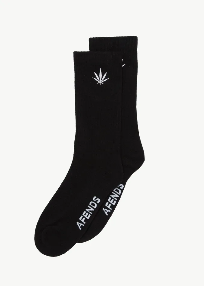 Women Accessories Afends AFENDS Mens Happy 8211 Socks One Pack 8211 Black