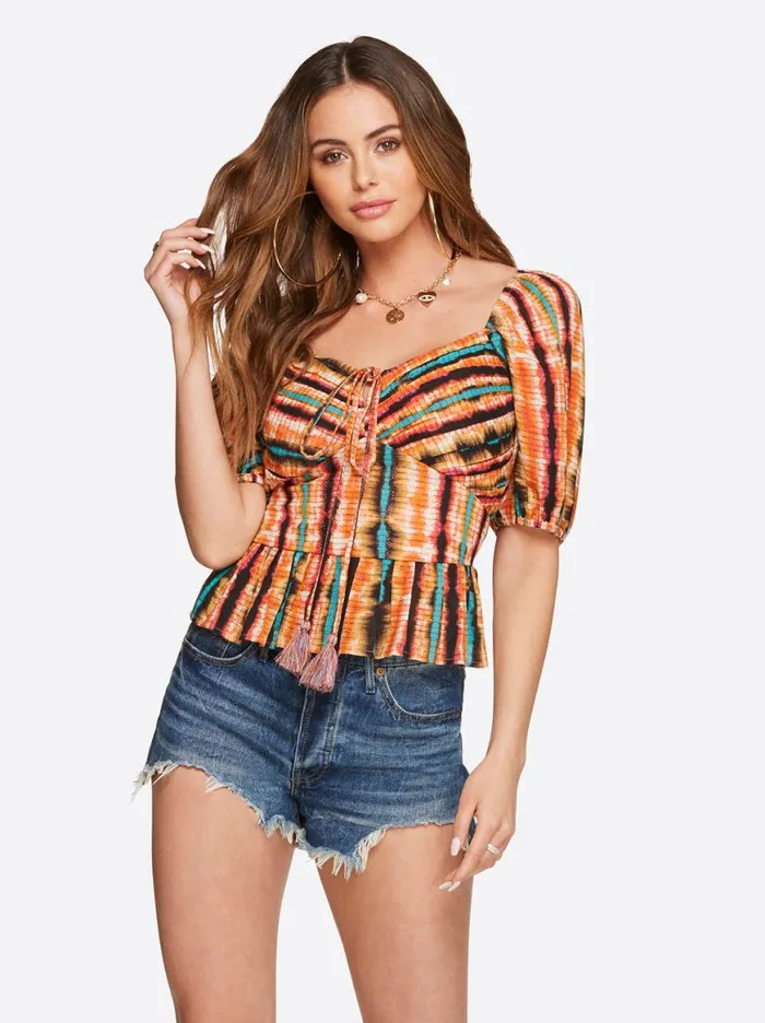 Women Ami Halter Top In Tie Dye Stripe Jessica Simpson Tops and Tees