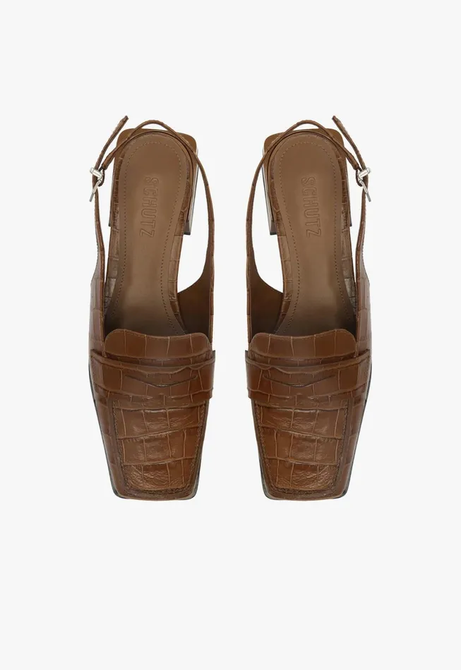 Women Arizona Sling Block Pump Dark Caramel Schutz Shoes Loafers
