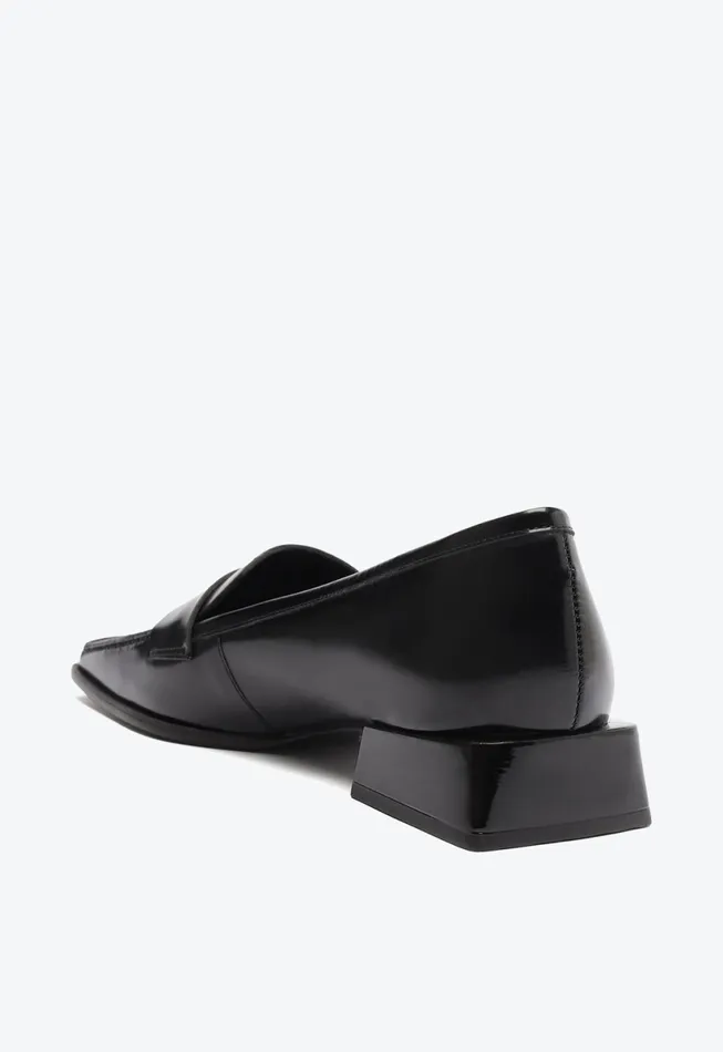 Women Ashton Leather Flat Black Schutz Shoes Loafers