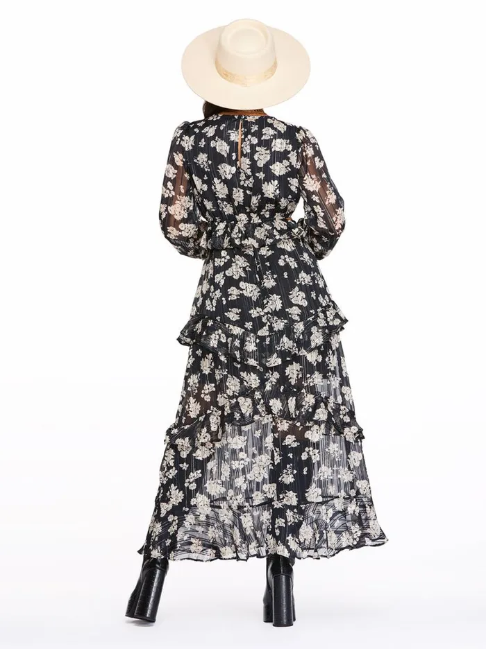 Women Baianca Maxi Dress In Pressed Florets Black Jessica Simpson Dresses