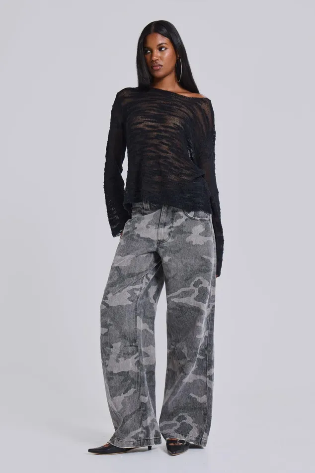 Women Black Stray Knit Jaded London Tops