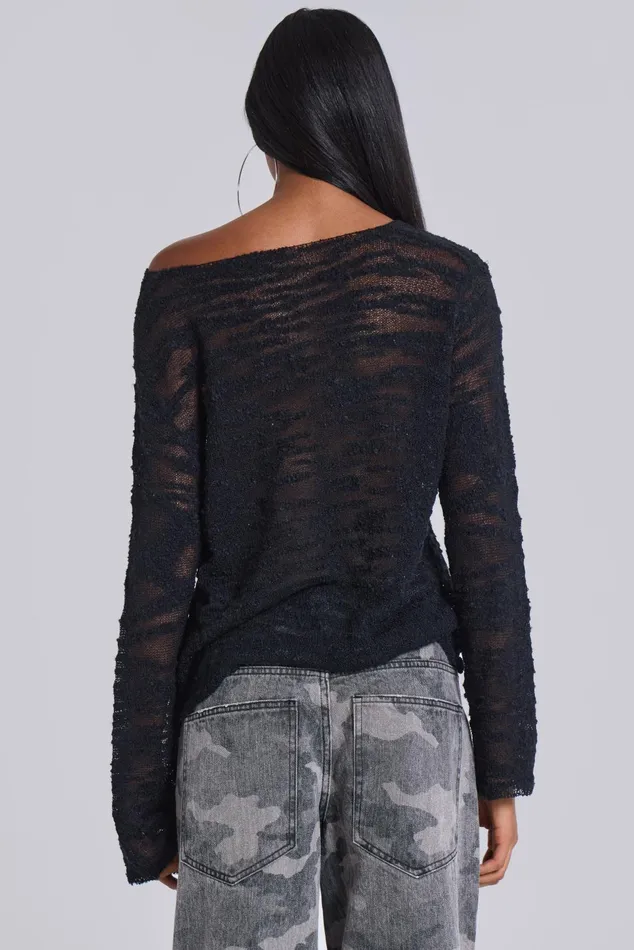Women Black Stray Knit Jaded London Tops