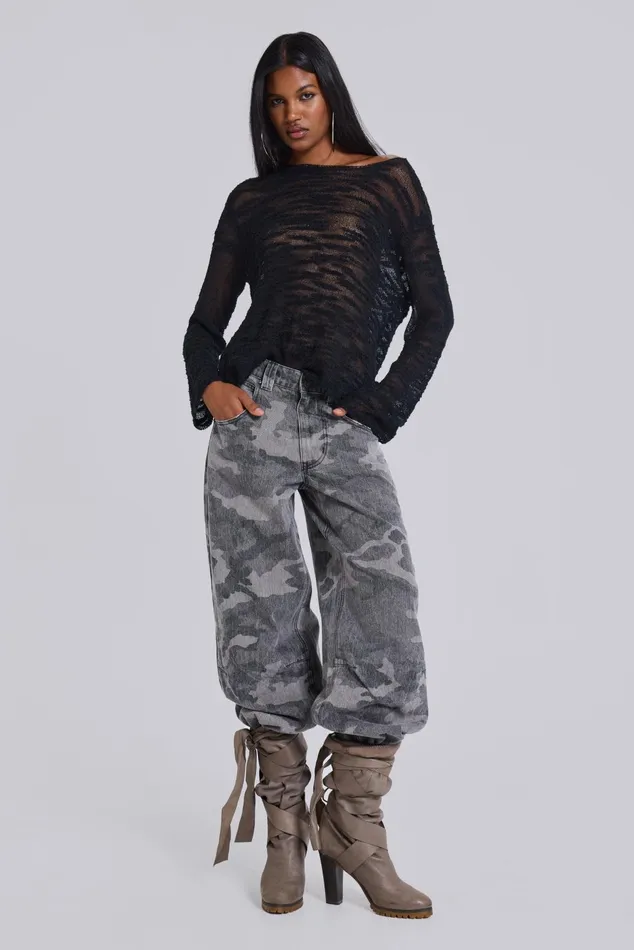 Women Black Stray Knit Jaded London Tops