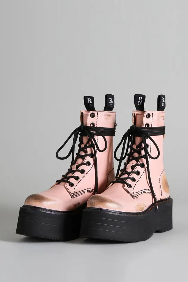 Women Boots R13 Double Stack Boot 8211 Pink