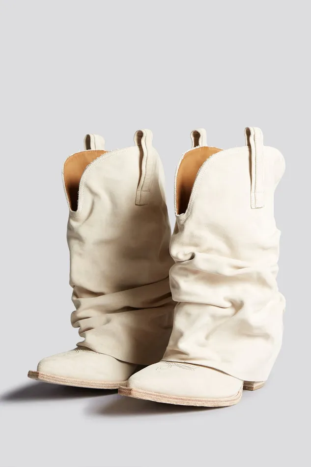 Women Boots R13 Low Rider Cowboy Boot 8211 Ivory