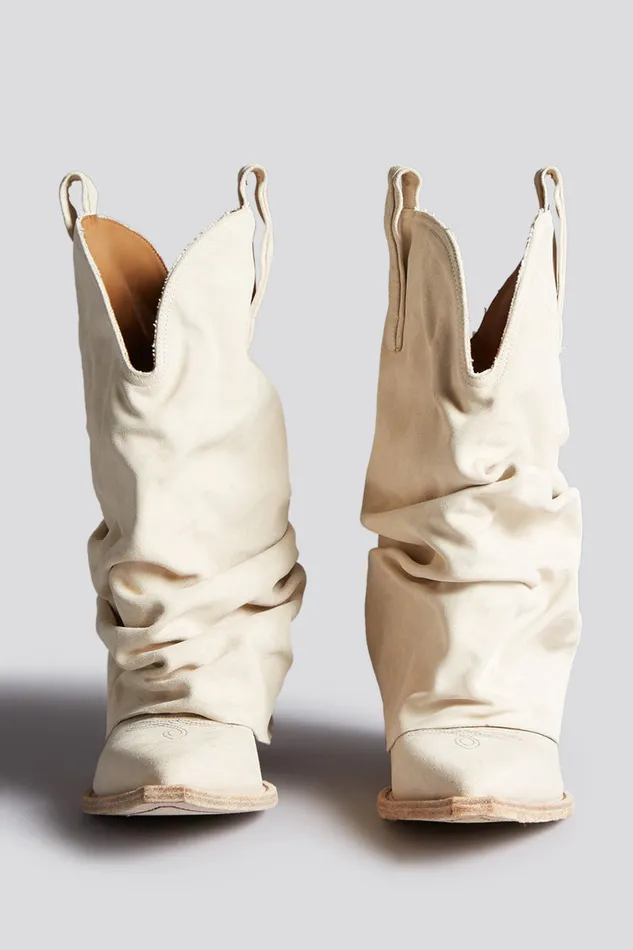 Women Boots R13 Low Rider Cowboy Boot 8211 Ivory