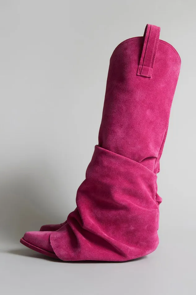 Women Boots R13 Mid Cowboy Boot 8211 Pink Suede