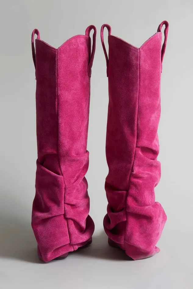 Women Boots R13 Mid Cowboy Boot 8211 Pink Suede
