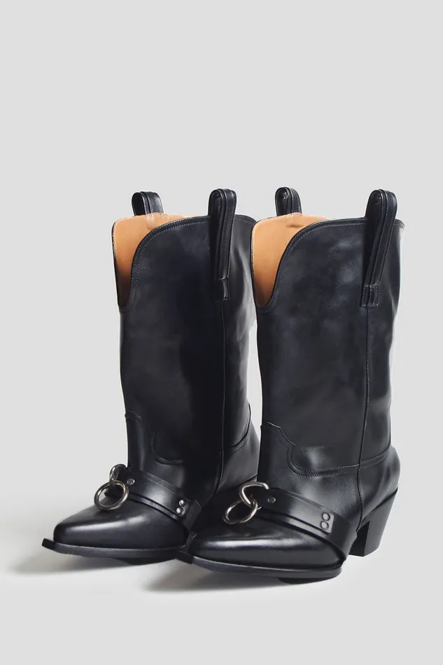 Women Boots R13 Ringed Low Rider Cowboy Boot 8211 Black