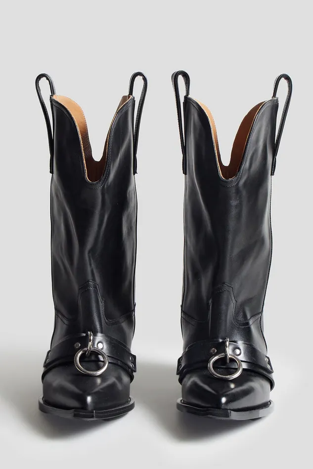 Women Boots R13 Ringed Low Rider Cowboy Boot 8211 Black