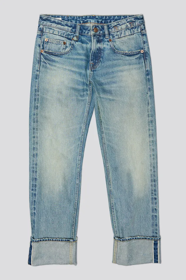 Women Boyfriend R13 Cuffed Romeo Jean 8211 Roslyn Selvedge Blue