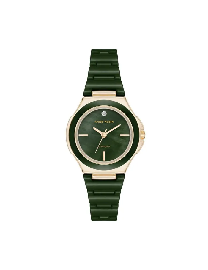 Women Ceramic Bracelet And Bezel Watch Greengoldtone Anne Klein Watches