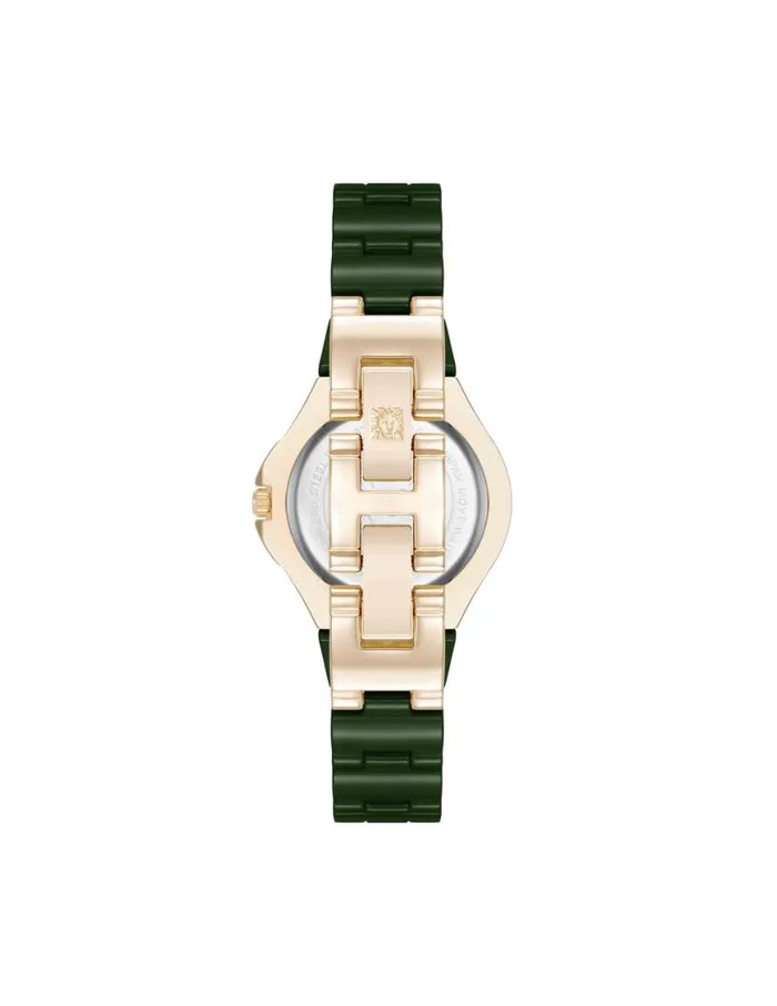 Women Ceramic Bracelet And Bezel Watch Greengoldtone Anne Klein Watches
