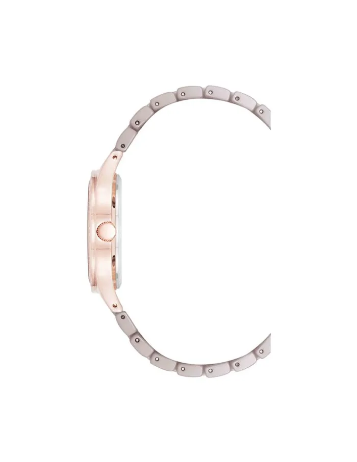 Women Ceramic Bracelet Floral Dial Watch Tauperose Goldtone Anne Klein Watches
