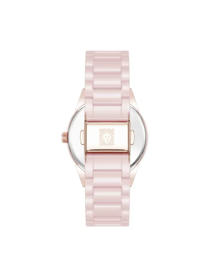 Women Ceramic Bracelet Floral Dial Watch Tauperose Goldtone Anne Klein Watches