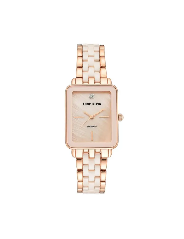 Women Ceramic Diamond Dial Watch Blackandgoldtone Anne Klein Watches