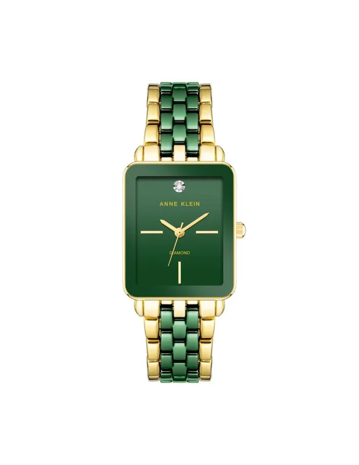 Women Ceramic Diamond Dial Watch Blackandgoldtone Anne Klein Watches