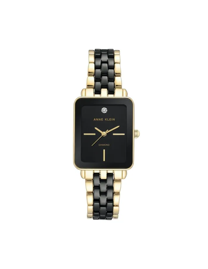Women Ceramic Diamond Dial Watch Blackandgoldtone Anne Klein Watches