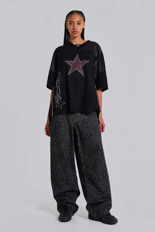 Women Charcoal Leopard Fade Colossus Jeans Jaded London Tops