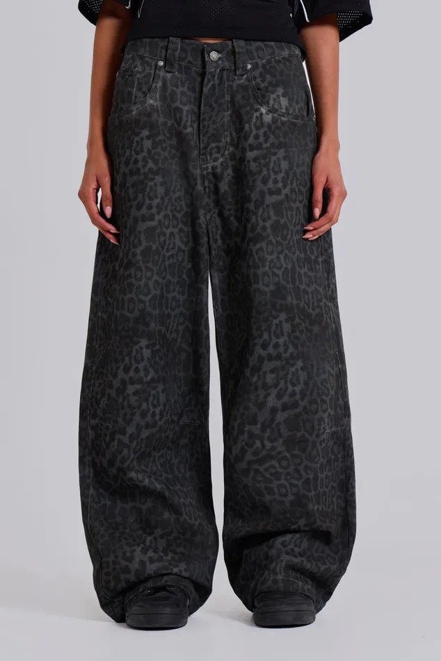 Women Charcoal Leopard Fade Colossus Jeans Jaded London Tops