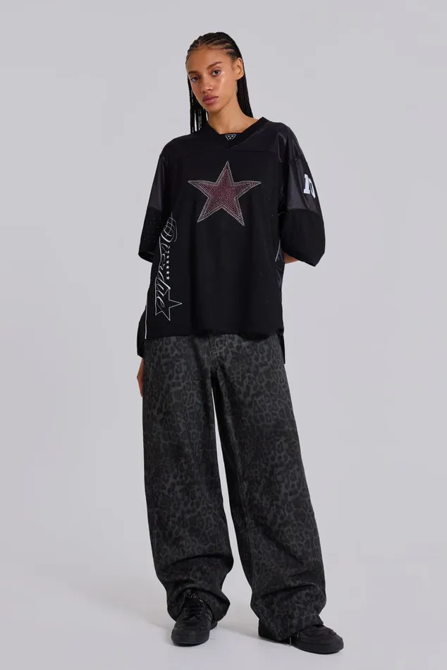 Women Charcoal Leopard Fade Colossus Jeans Jaded London Tops