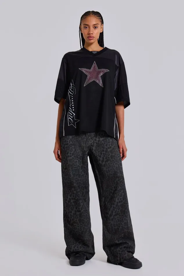 Women Charcoal Leopard Fade Colossus Jeans Jaded London Tops