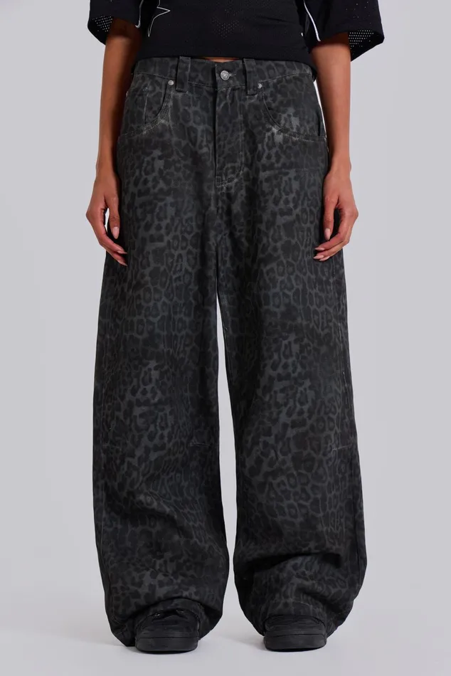 Women Charcoal Leopard Fade Colossus Jeans Jaded London Tops