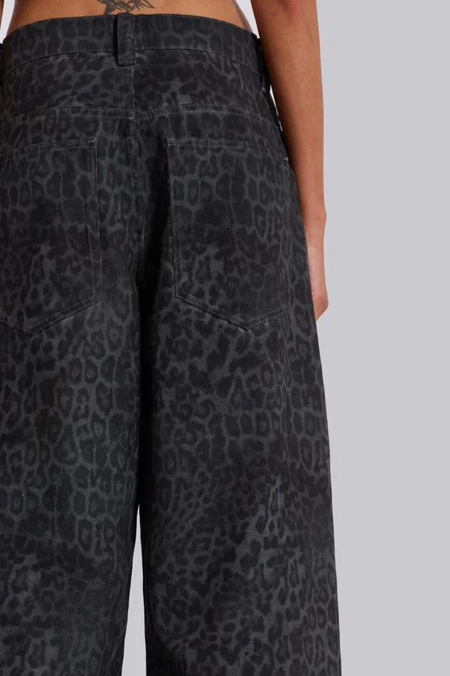 Women Charcoal Leopard Fade Colossus Jeans Jaded London Tops