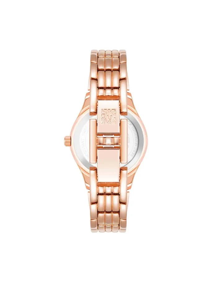 Women Classic Easy To Read Dial Watch Salmon Silvertone Anne Klein Watches