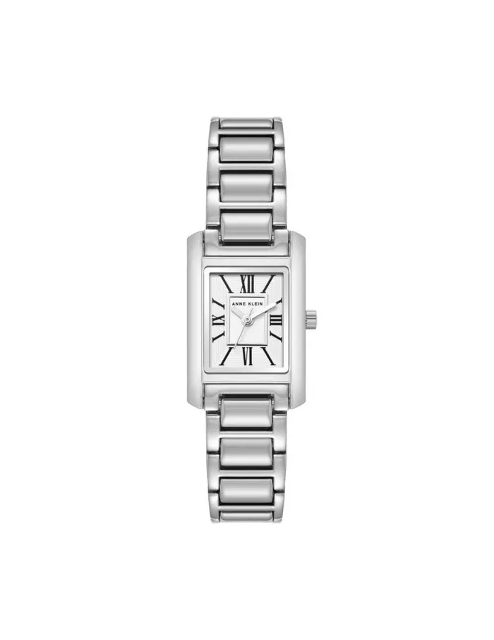 Women Classic Rectangular Roman Numeral Watch Silvertone Anne Klein Watches