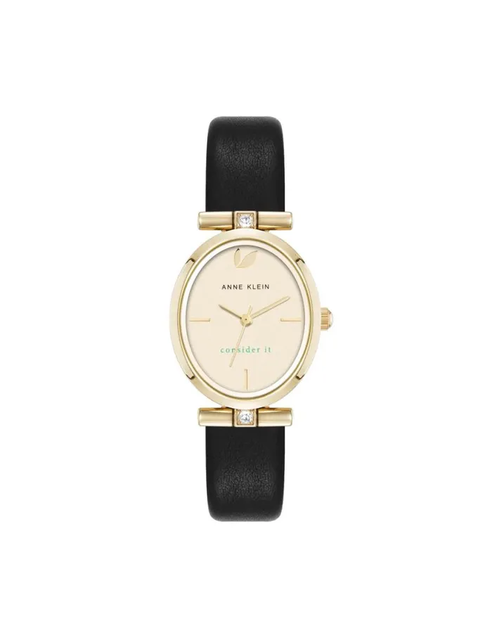 Women Consider It Oval Case Leather Watch Blushgoldtone Anne Klein Watches