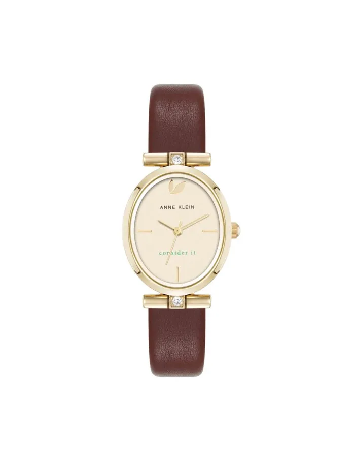 Women Consider It Oval Case Leather Watch Blushgoldtone Anne Klein Watches