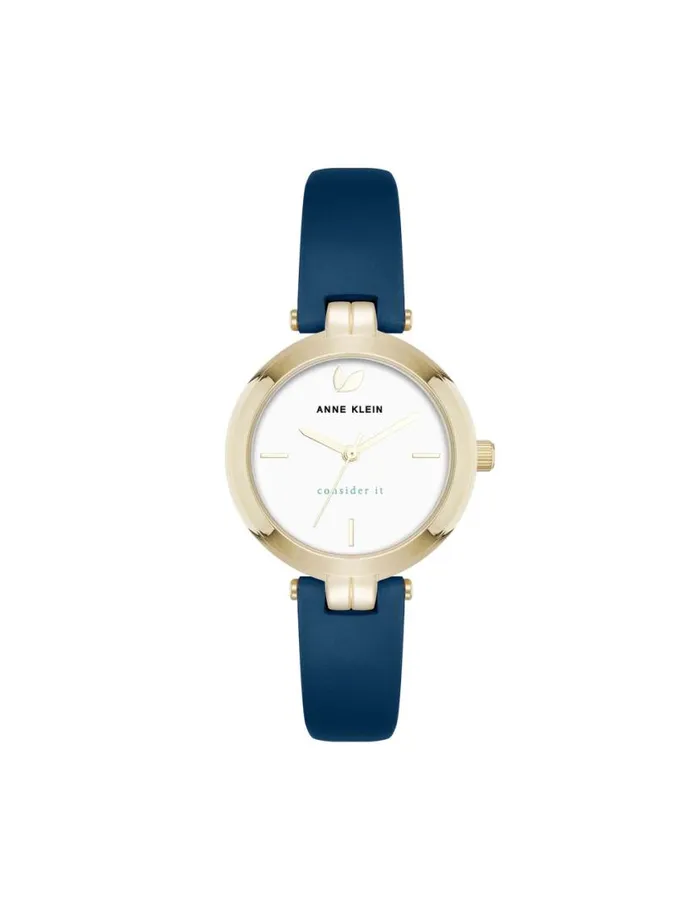 Women Consider It Round Sustainable Leather Band Watch Bluegoldtone Anne Klein Watches