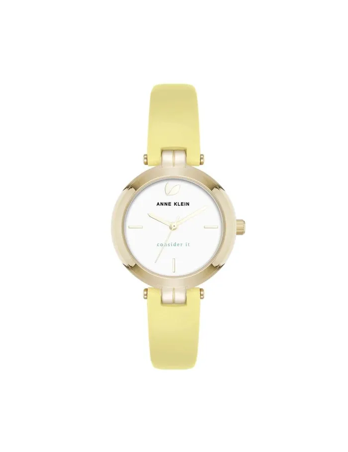 Women Consider It Round Sustainable Leather Band Watch Yellowgoldtone Anne Klein Watches Women Consider It Round Sustainable Leather Band Watch Yellowgoldtone Anne Klein Watches