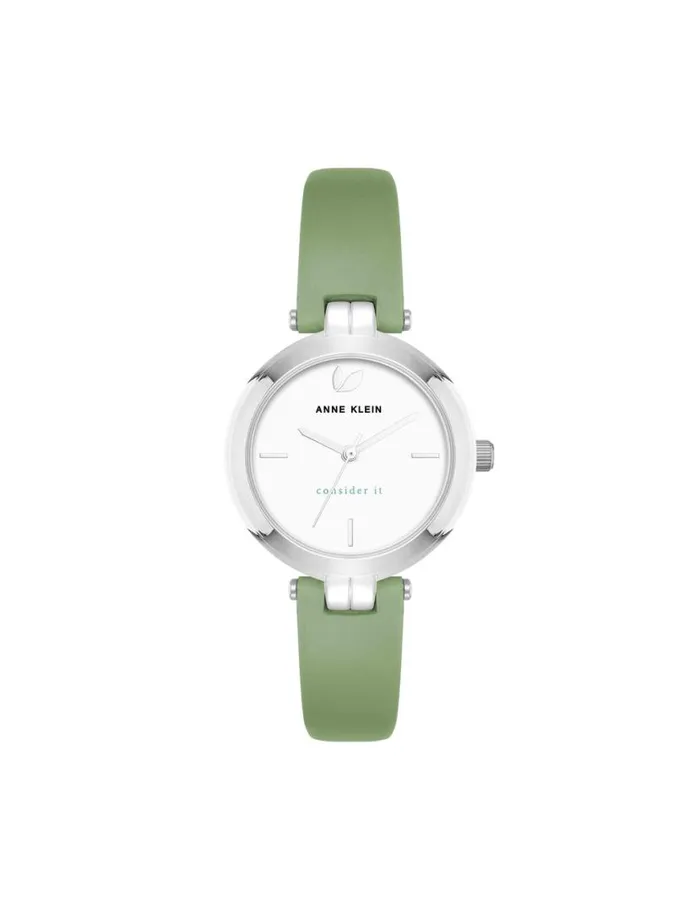 Women Consider It Round Sustainable Leather Band Watch Yellowgoldtone Anne Klein Watches